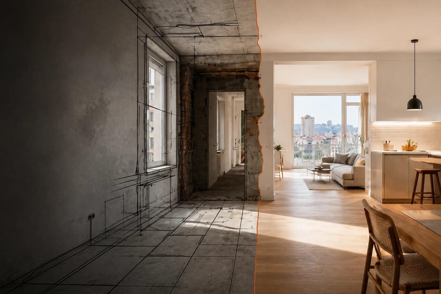 Avant et après une rénovation intérieure à Marseille
